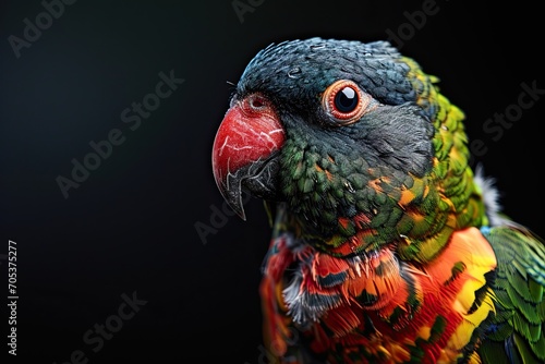 Portrait of Blue-faced Parrot Finch with beautiful feather on dark background AI Generative photo