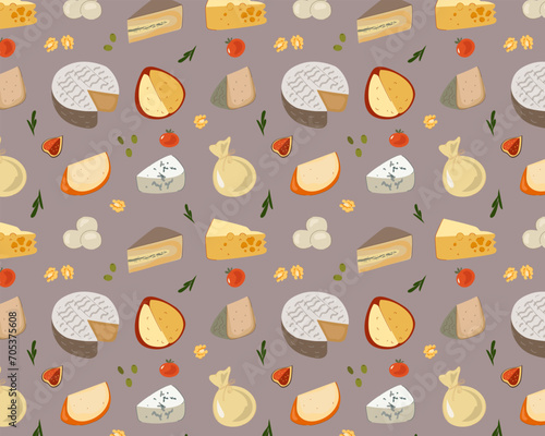 Seamless patten Cheese. Hand drawn vector illustration isolated on white background.