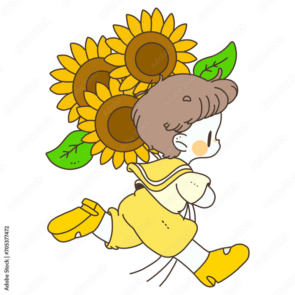 Cute boy and sun flower 