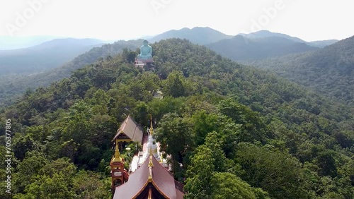 High angle Big Buddha Daibutsu Wat Phra That Doi Phra Chan, Lampang, Thailand