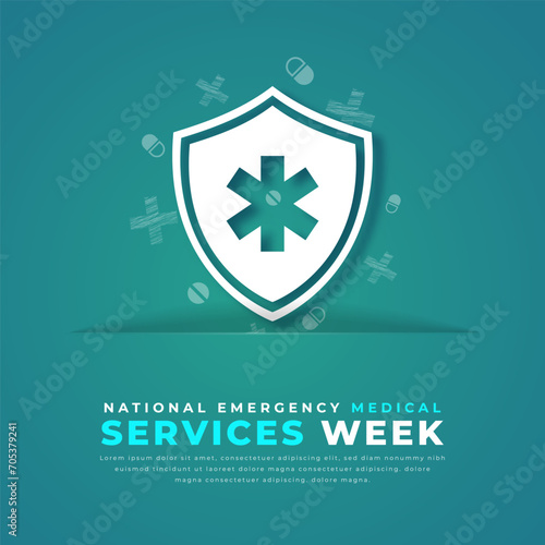 National Emergency Medical Services Week Paper cut style Vector Design Illustration for Background, Poster, Banner, Advertising, Greeting Card