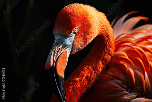 Portrait of Caribbean Flamingo with light exposure AI Generative AI Generative