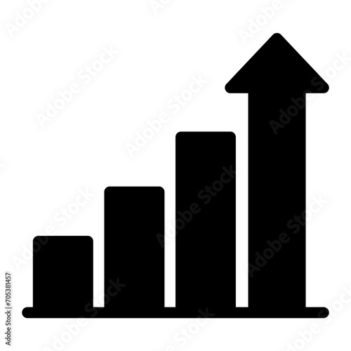Growth icon with bar graph and arrows