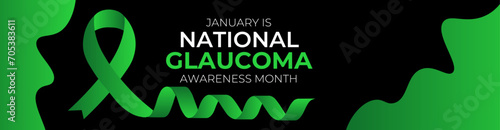 Glaucoma Awareness Month. Celebrate annual in January. Vision problems. Save your eyes. Prevention and protection. Green ribbon. Medical healthcare concept. Poster, banner, flyer, brochure, background
