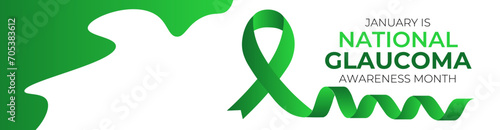 Glaucoma Awareness Month. Celebrate annual in January. Vision problems. Save your eyes. Prevention and protection. Green ribbon. Medical healthcare concept. Poster, banner, flyer, brochure, background