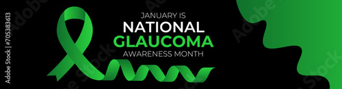 Glaucoma Awareness Month. Celebrate annual in January. Vision problems. Save your eyes. Prevention and protection. Green ribbon. Medical healthcare concept. Poster, banner, flyer, brochure, background