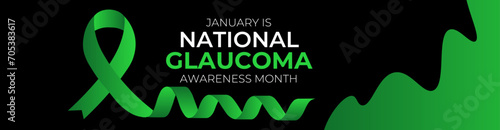 Glaucoma Awareness Month. Celebrate annual in January. Vision problems. Save your eyes. Prevention and protection. Green ribbon. Medical healthcare concept. Poster, banner, flyer, brochure, background