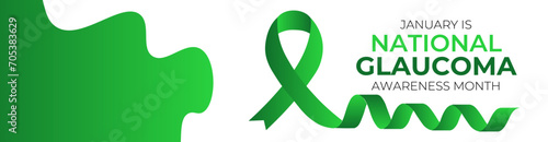 Glaucoma Awareness Month. Celebrate annual in January. Vision problems. Save your eyes. Prevention and protection. Green ribbon. Medical healthcare concept. Poster, banner, flyer, brochure, background
