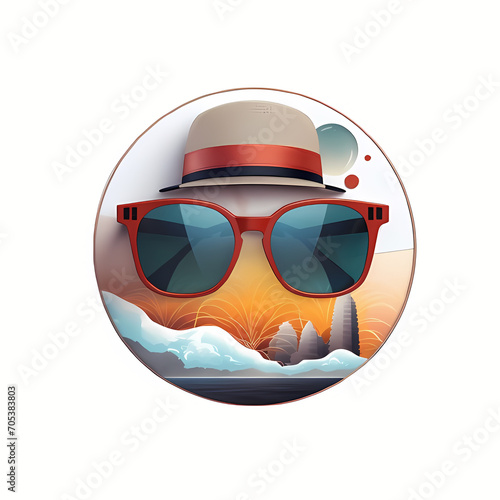 traveling logo with sunglasses and hat