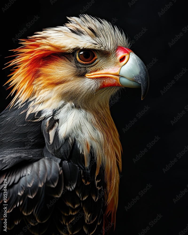 Portrait macro of Crested Caracara with beautiful feather AI Generative