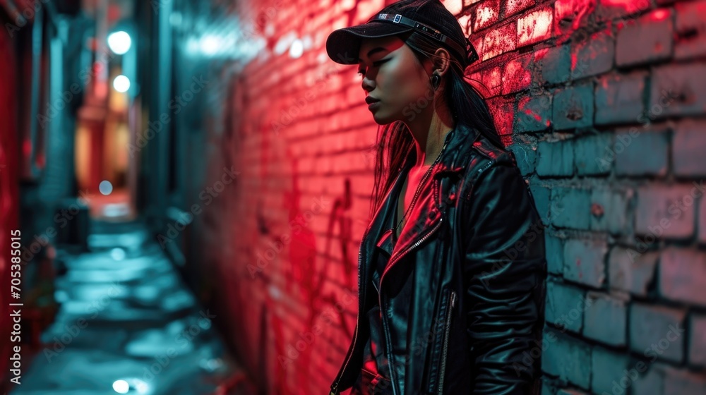 Obraz premium For a more edgy and fashionforward look, try pairing a leather jacket with a pair of combat boots and accessorizing with a wearable tech wristband and a LEDembedded cap.