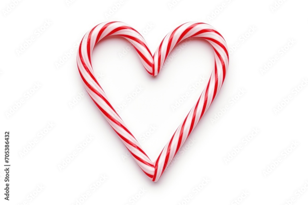 Candy Canes Forming Heart Shape on White Background - Generative AI