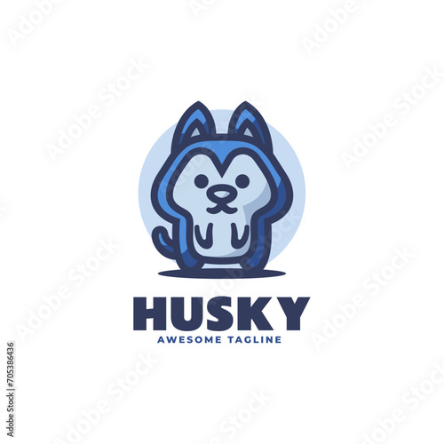 Vector Logo Illustration Husky Mascot Cartoon Style.