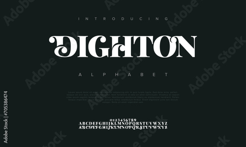 Dighton creative modern urban alphabet font. Digital abstract moslem, futuristic, fashion, sport, minimal technology typography. Simple numeric vector illustration