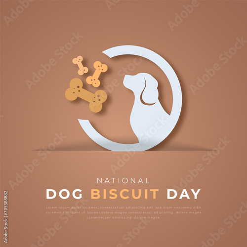 National Dog Biscuit Day Paper cut style Vector Design Illustration for Background, Poster, Banner, Advertising, Greeting Card