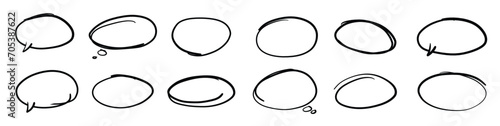 hand drawn chat bubbles and circular oval frames set. Hand drawn chat bubbles and circular oval frames set. Vector illustration 