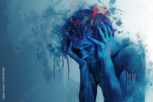 Illustration of Mental Struggles, Mental Health Anxiety Depression photo