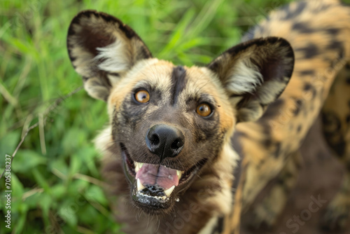 The funny antics of an African Wild Dog engaging in canine capers