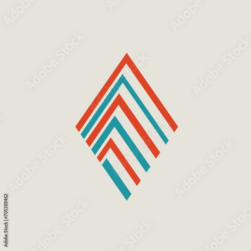 Orange and green colored rhombus chevron vector logo. Logo for company, finance, office, business, industry, event, product, and brand.