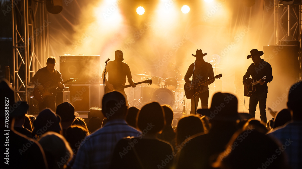 A country band in a sunset show