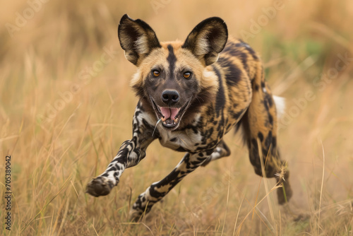 A moment of wild dog whoopee  as an African Wild Dog engages in funny antics