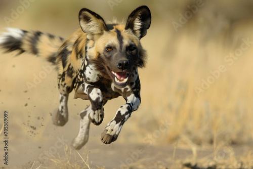 A moment of wild dog whoopee, as an African Wild Dog engages in funny antics