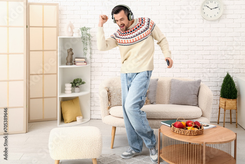 Handsome man with headphone...