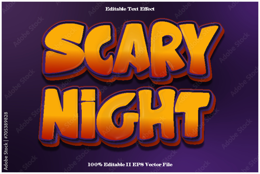 Scary Night Editable Text Effect 3d Emboss Gradient Style