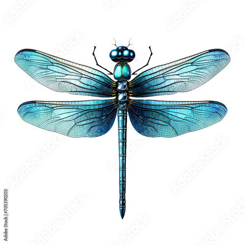 Blue dragonfly isolated on transparent background