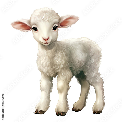  Cute white lamb isolated on a transparent background © Ferdous