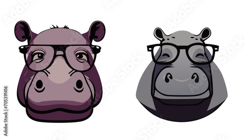 メガネをかけたアニマルシリーズ　〜カバ〜