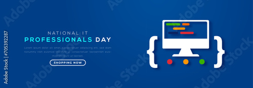 National IT Professionals Day Paper cut style Vector Design Illustration for Background, Poster, Banner, Advertising, Greeting Card