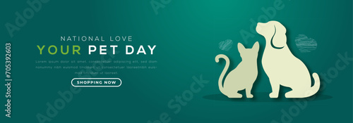 National Love Your Pet Day Paper cut style Vector Design Illustration for Background, Poster, Banner, Advertising, Greeting Card