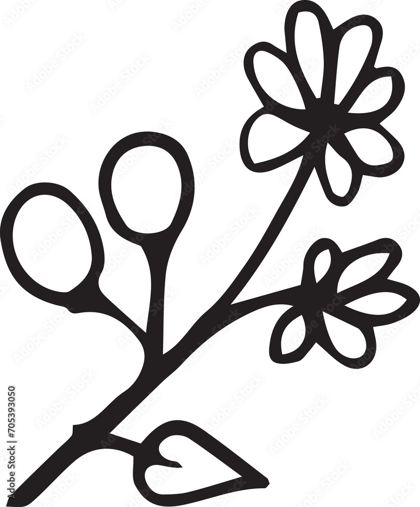 Floral Botanical Line Art Element Floral Botanical Line Art Element