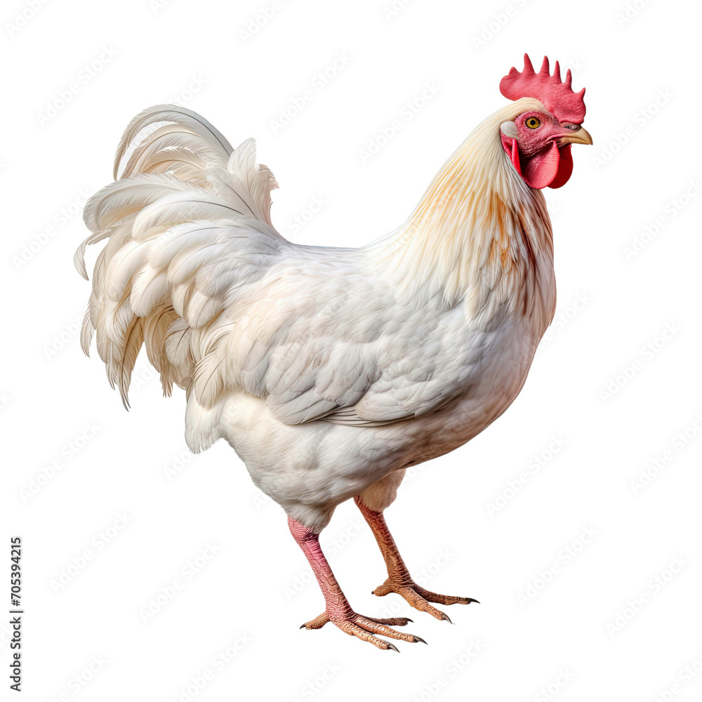 White chicken isolated on transparent background
