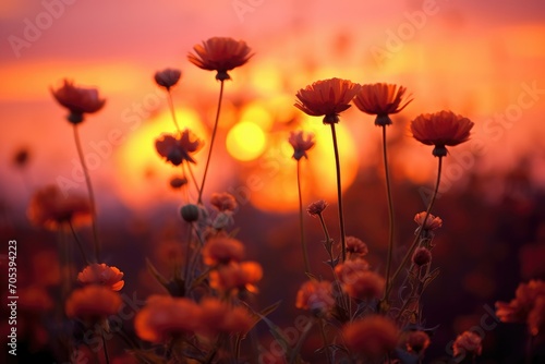 Sunset Silhouettes  Silhouette flowers against a vibrant sunset.