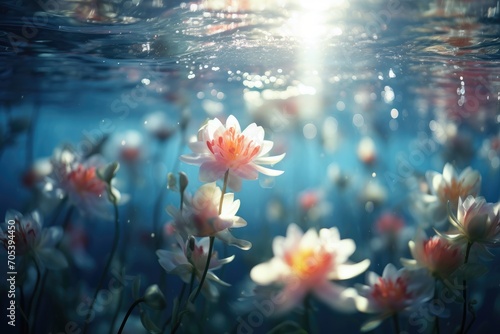 Underwater Dream: Submerge flowers in water. #705394450
