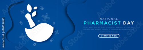 National Pharmacist Day Paper cut style Vector Design Illustration for Background, Poster, Banner, Advertising, Greeting Card