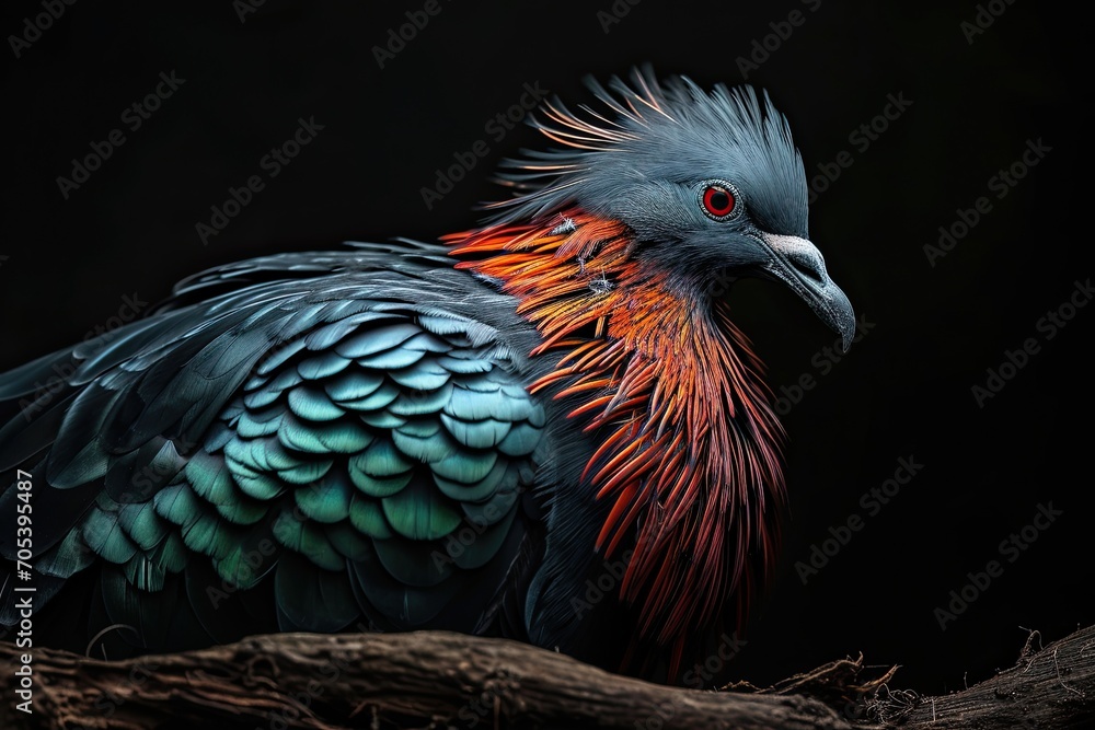 Beautiful of Nicobar Pigeon standing on the branch AI Generative Beautiful of Nicobar Pigeon standing on the branch AI Generative