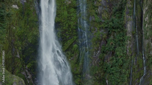 Sterling falls in the Milford Sounds of New Zealand