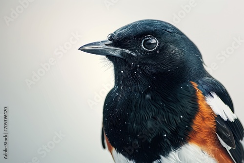 Beautiful of oriental magpie-robin on white background AI Generative photo