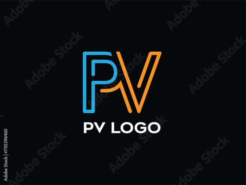 Pv unique and professiona business letter mark logo design vector. modern Pv vp logo creative  photo