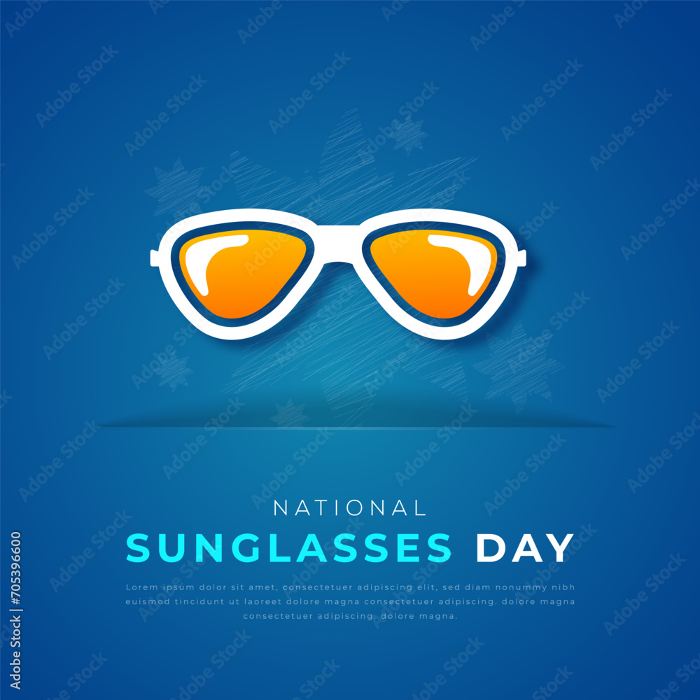 National Sunglasses Day Paper cut style Vector Design Illustration for Background, Poster, Banner, Advertising, Greeting Card