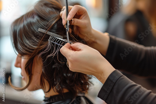 Cutting Hair in Beauty Salon