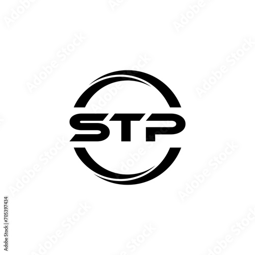 STP letter logo design with white background in illustrator, cube logo, vector logo, modern alphabet font overlap style. calligraphy designs for logo, Poster, Invitation, etc.