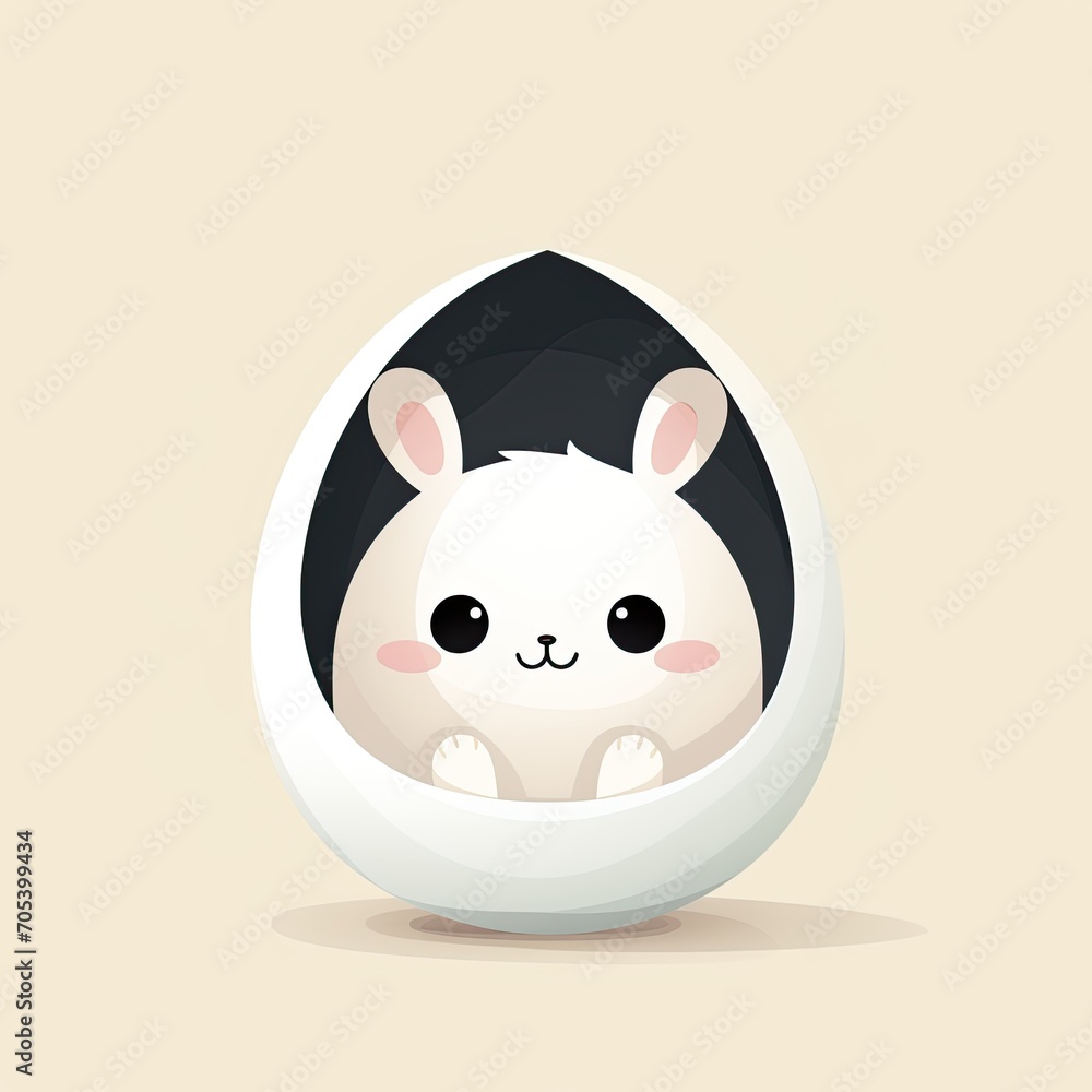 A minimalistic illustration of an Easter bunny in an egg. A minimalistic illustration of an Easter bunny in an egg.