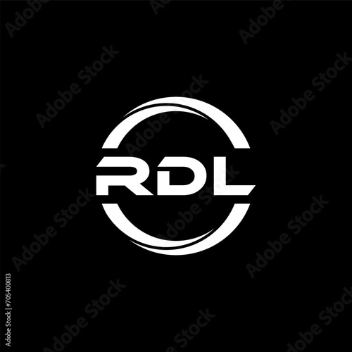 RDL letter logo design with black background in illustrator, cube logo, vector logo, modern alphabet font overlap style. calligraphy designs for logo, Poster, Invitation, etc.