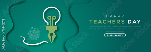 Happy Teachers Day Paper cut style Vector Design Illustration for Background, Poster, Banner, Advertising, Greeting Card