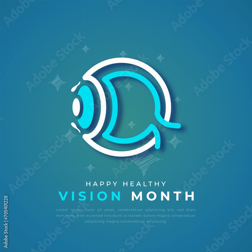 Healthy Vision Month Paper cut style Vector Design Illustration for Background, Poster, Banner, Advertising, Greeting Card