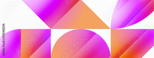 Serene gradient template. Circles and triangles mingle in minimalist perfection. Gentle fusion of forms and hues creates balanced yet captivating backdrop, embodying modern sophistication